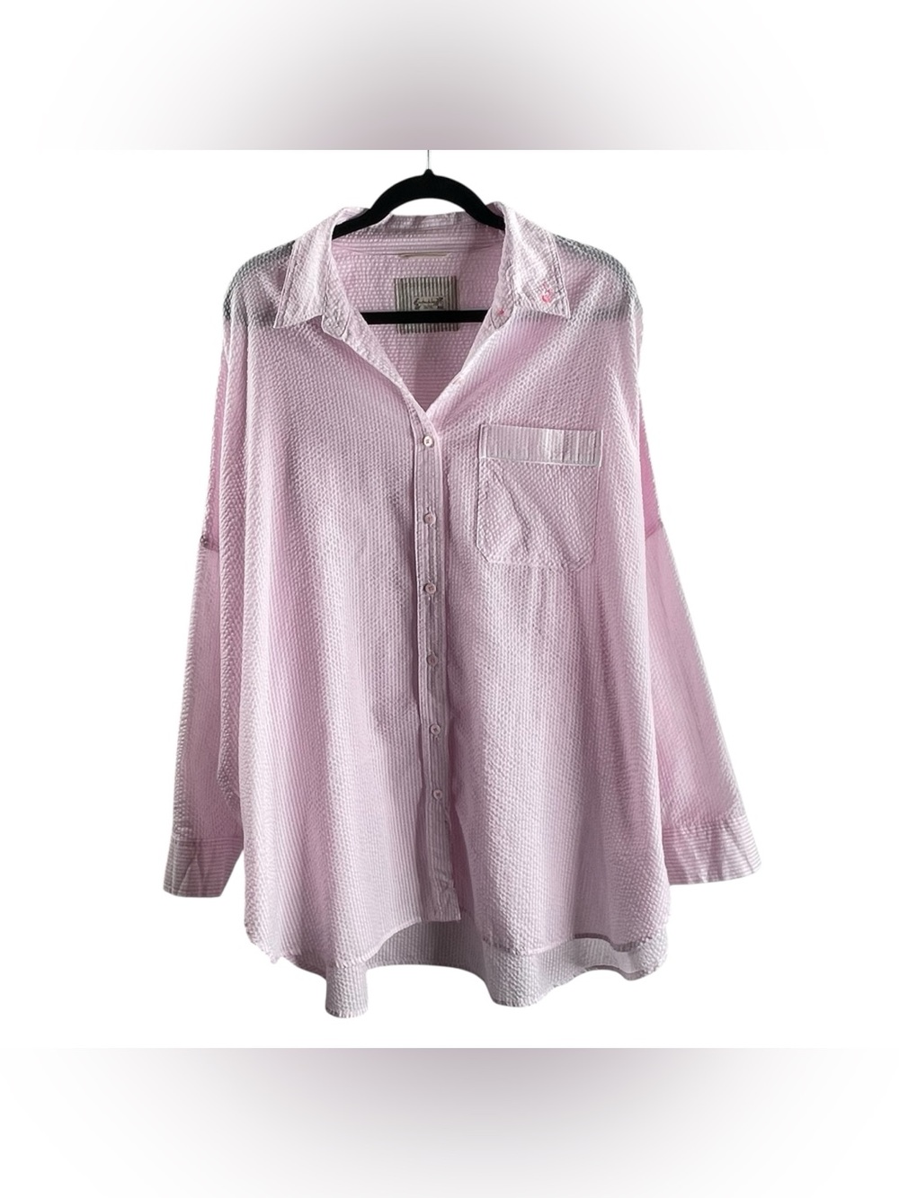 INTIMATELY FREE PEOPLE Light Pink Seersucker Sleep Shirt - Women Intimates